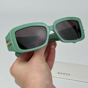 Gucci GG1403S 004 BRAND NEW Sunglasses Sage Green Gray Unisex Rectangle